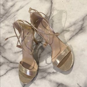 gold high heels